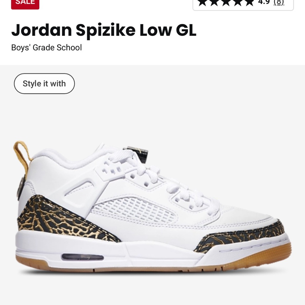 BUY GET ONE 50%  Spizike Low GL White and Gold Sneakers
